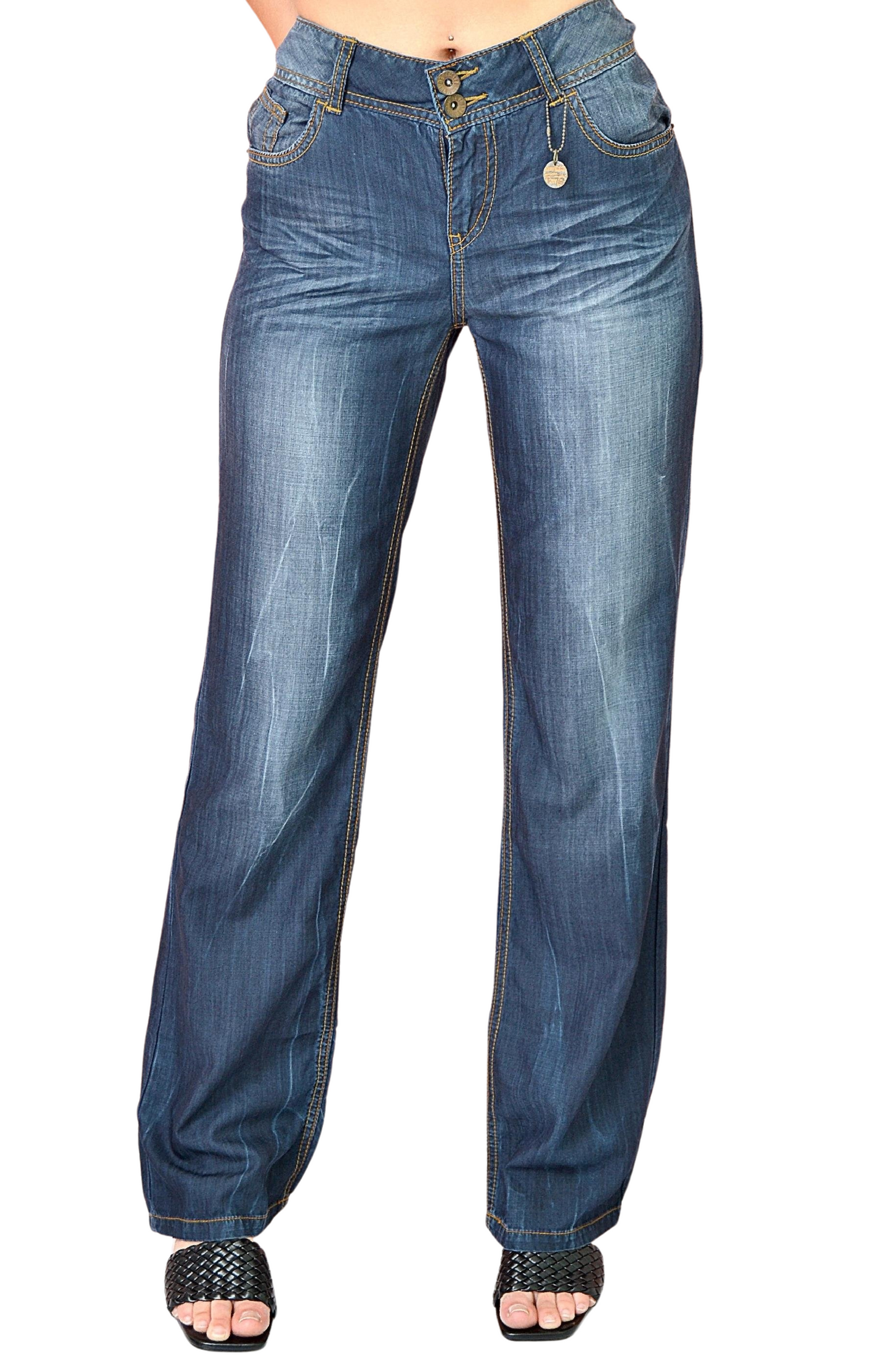 Ladies Wide Leg Jeans - Blue