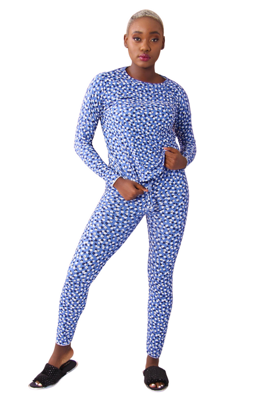 Ladies' Pyjama Set - Blue Floral