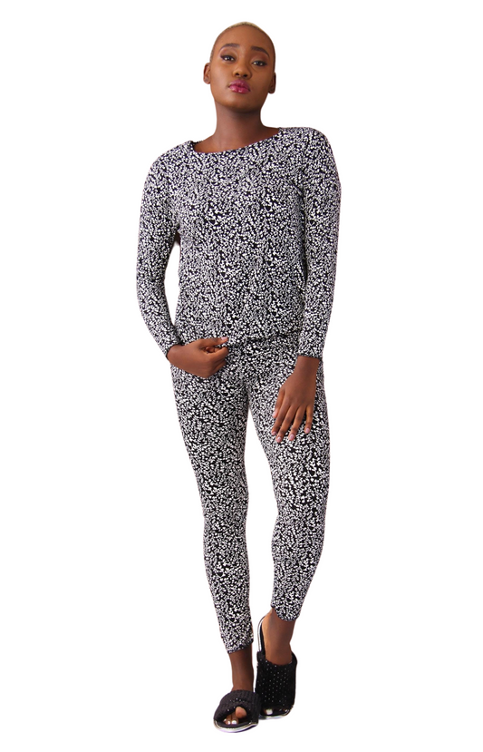 Ladies' Pyjama Set - Black Floral