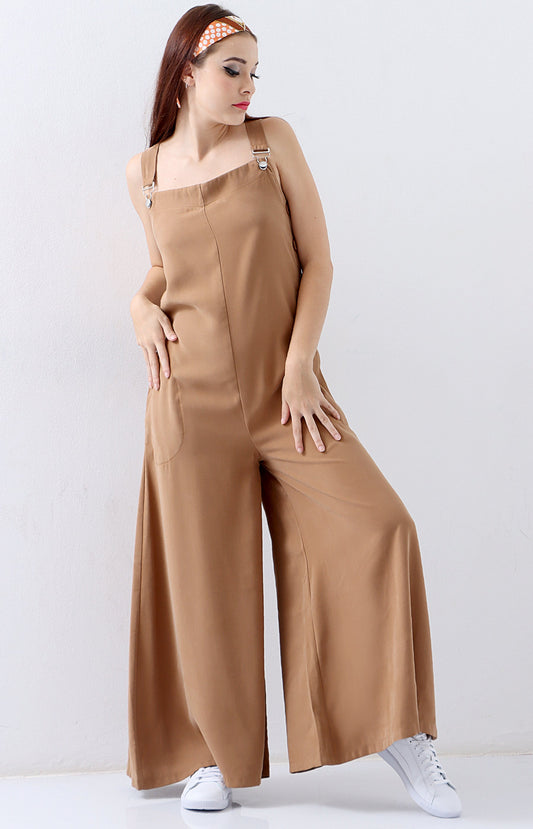 Ladies' Buckle Strap Jumpsuit - Brown