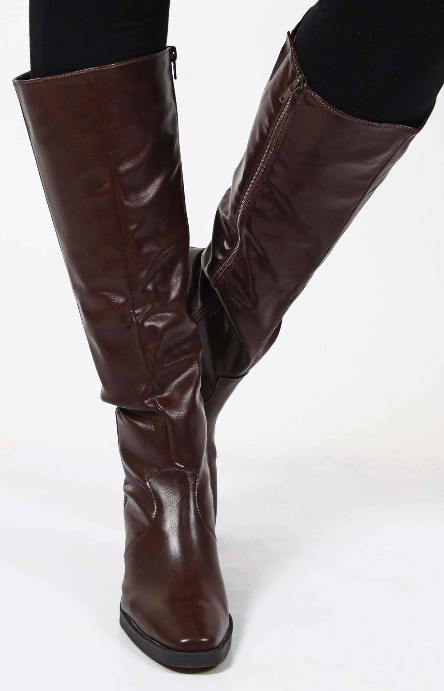 Ladies Knee High Boots - Brown