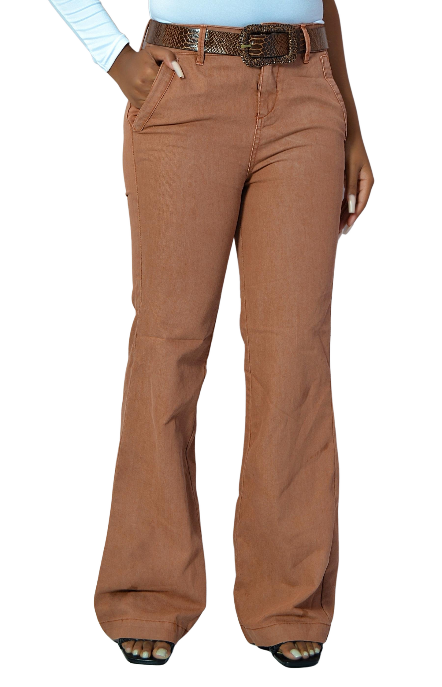 Ladies Flared Jeans - Rust