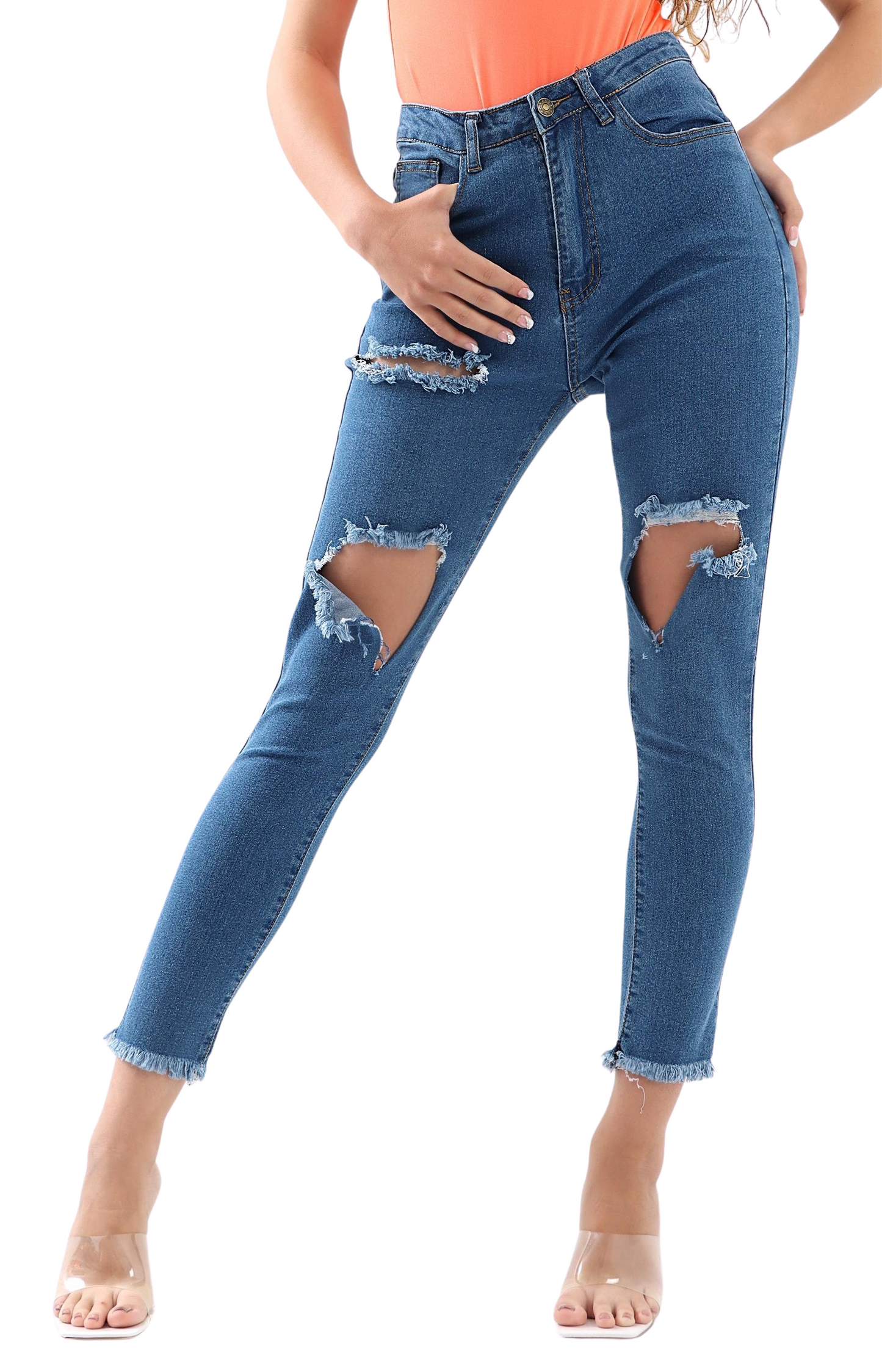 Ladies Pencil Denim Jeans - Dark Blue