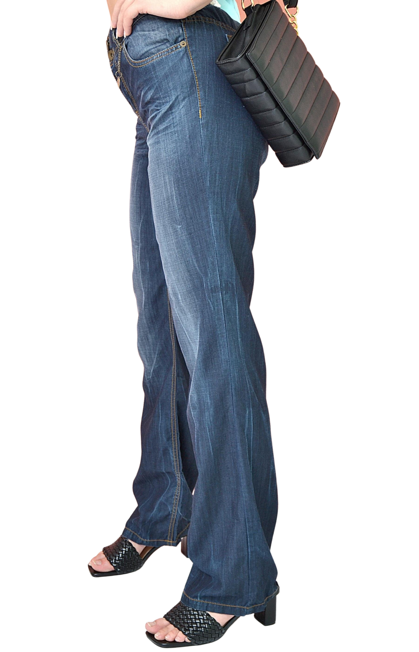 Ladies Wide Leg Jeans - Blue