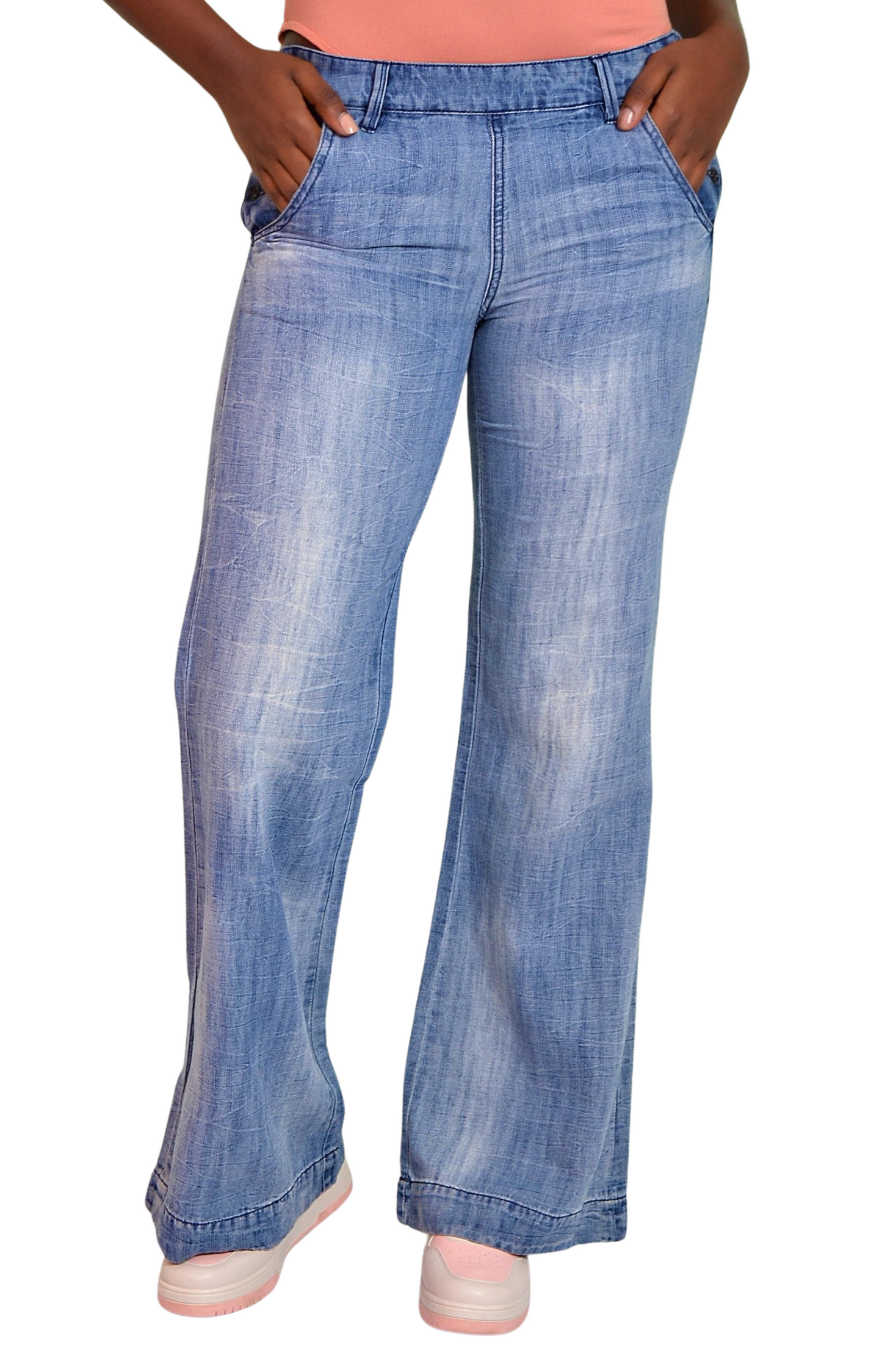 Ladies Wide Leg Jeans - Blue