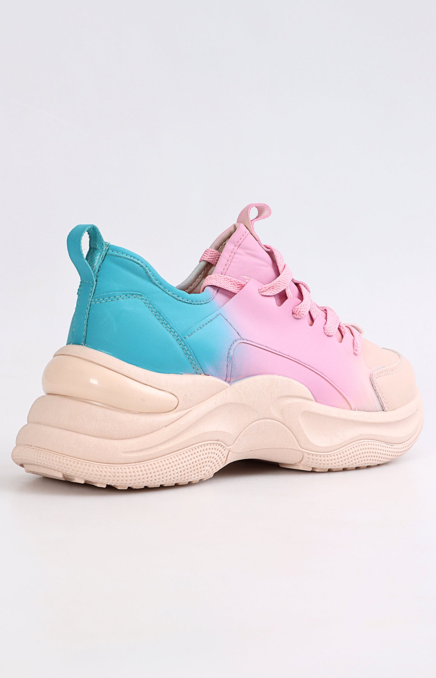 Ladies Lightweight Sneakers - Nude-Pink Blue