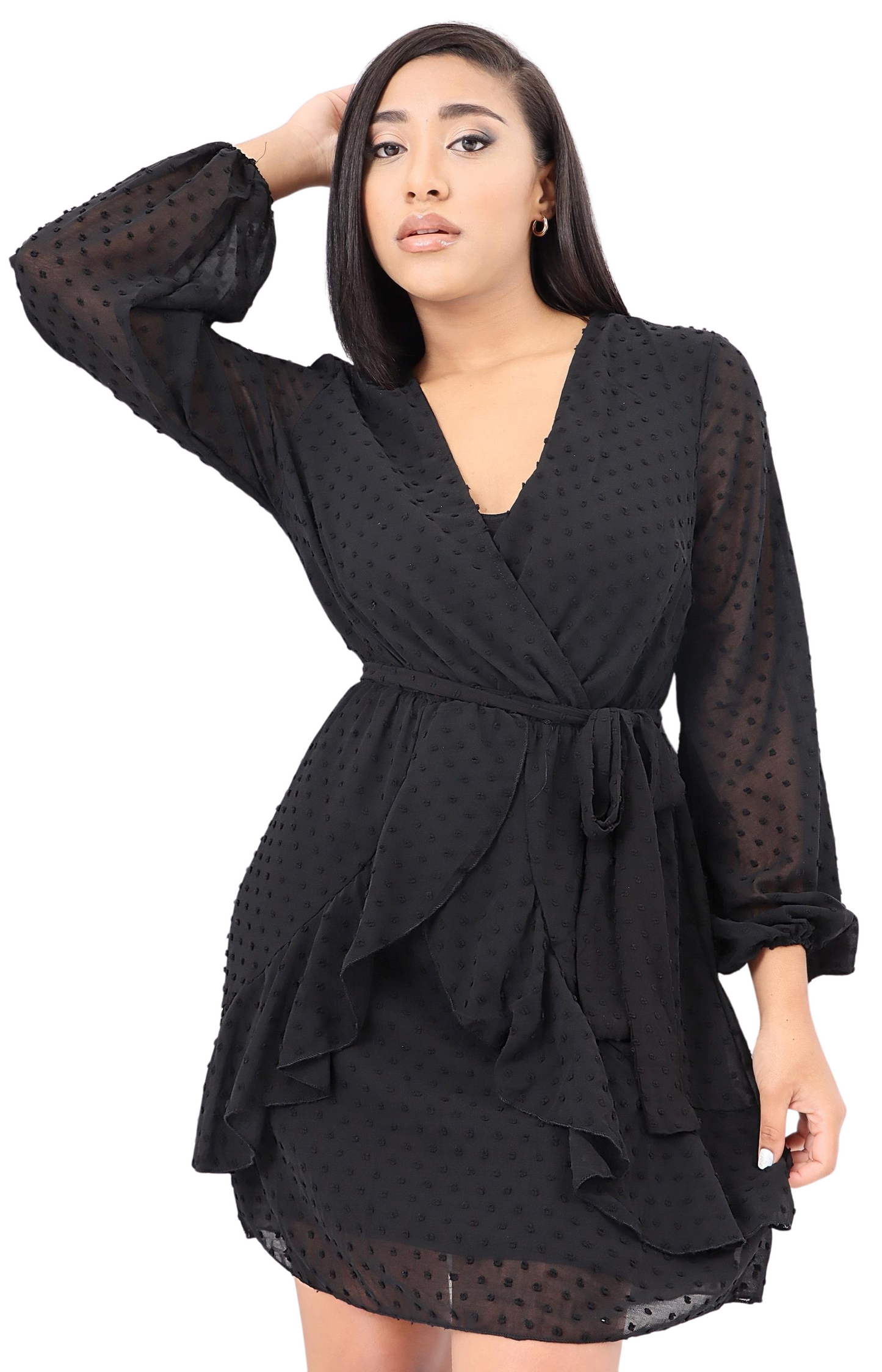 Ladies Frill Dress - Black