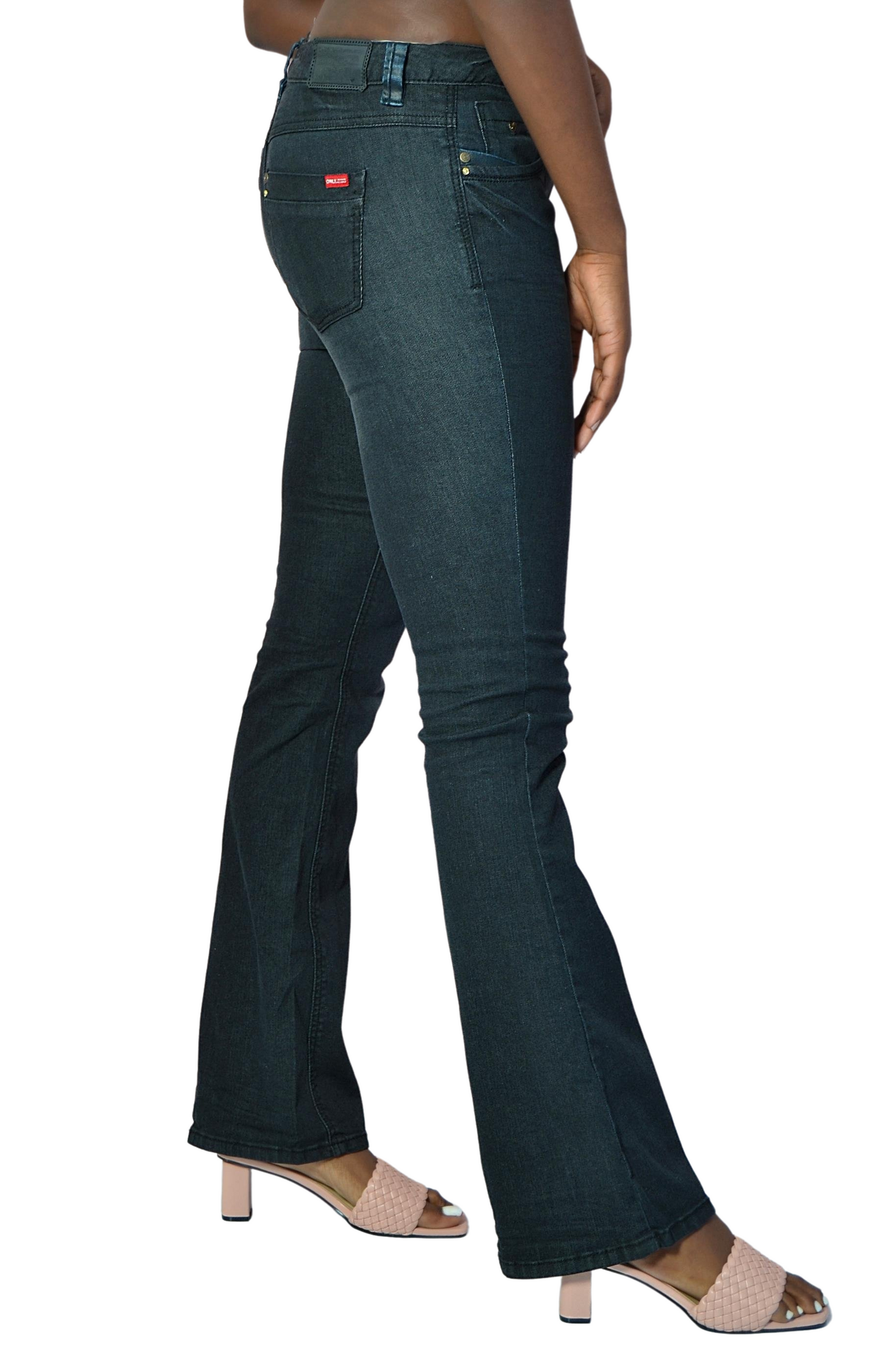 Ladies Slim Flared Jeans - Black