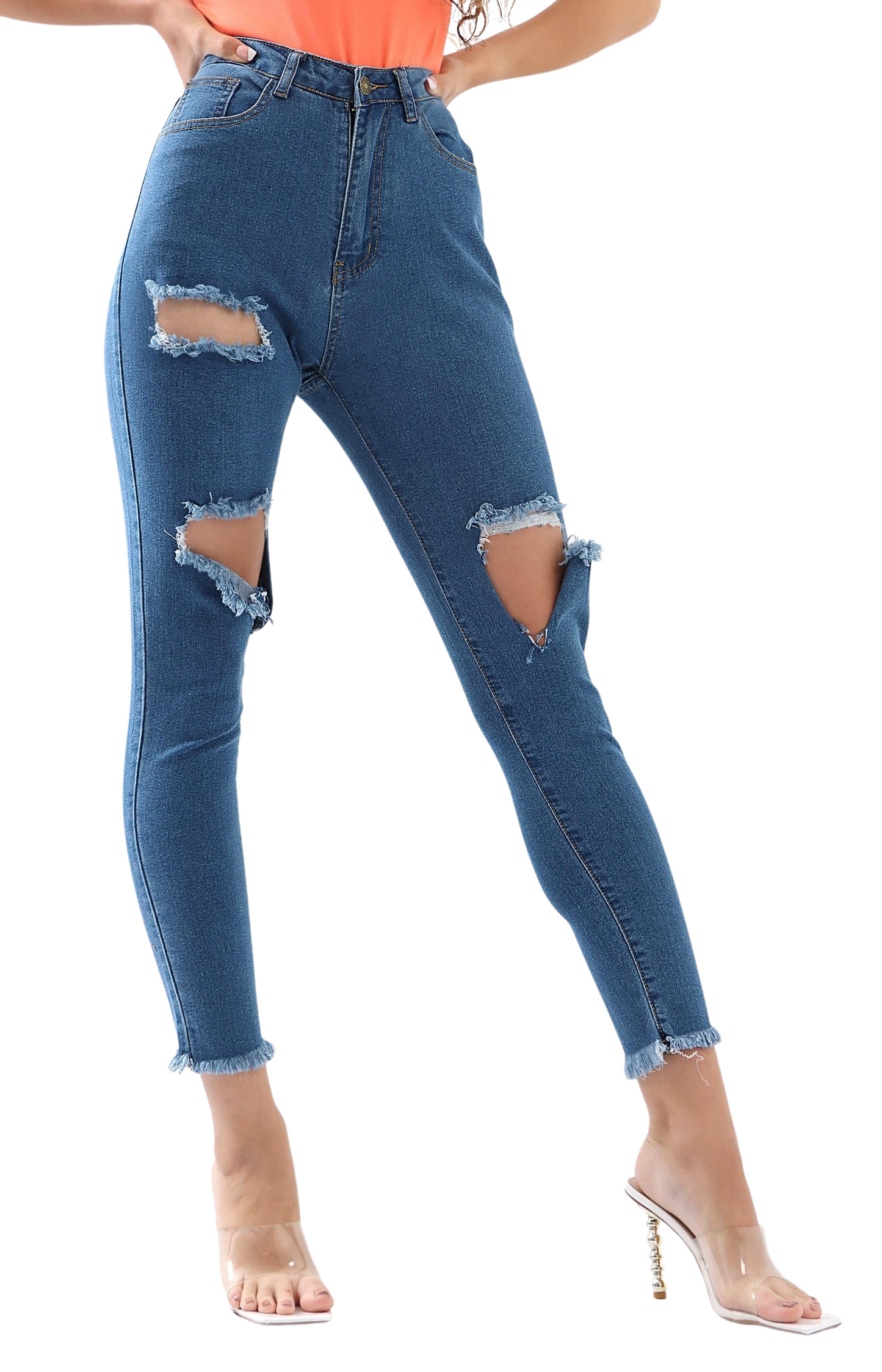 Ladies Pencil Denim Jeans - Dark Blue