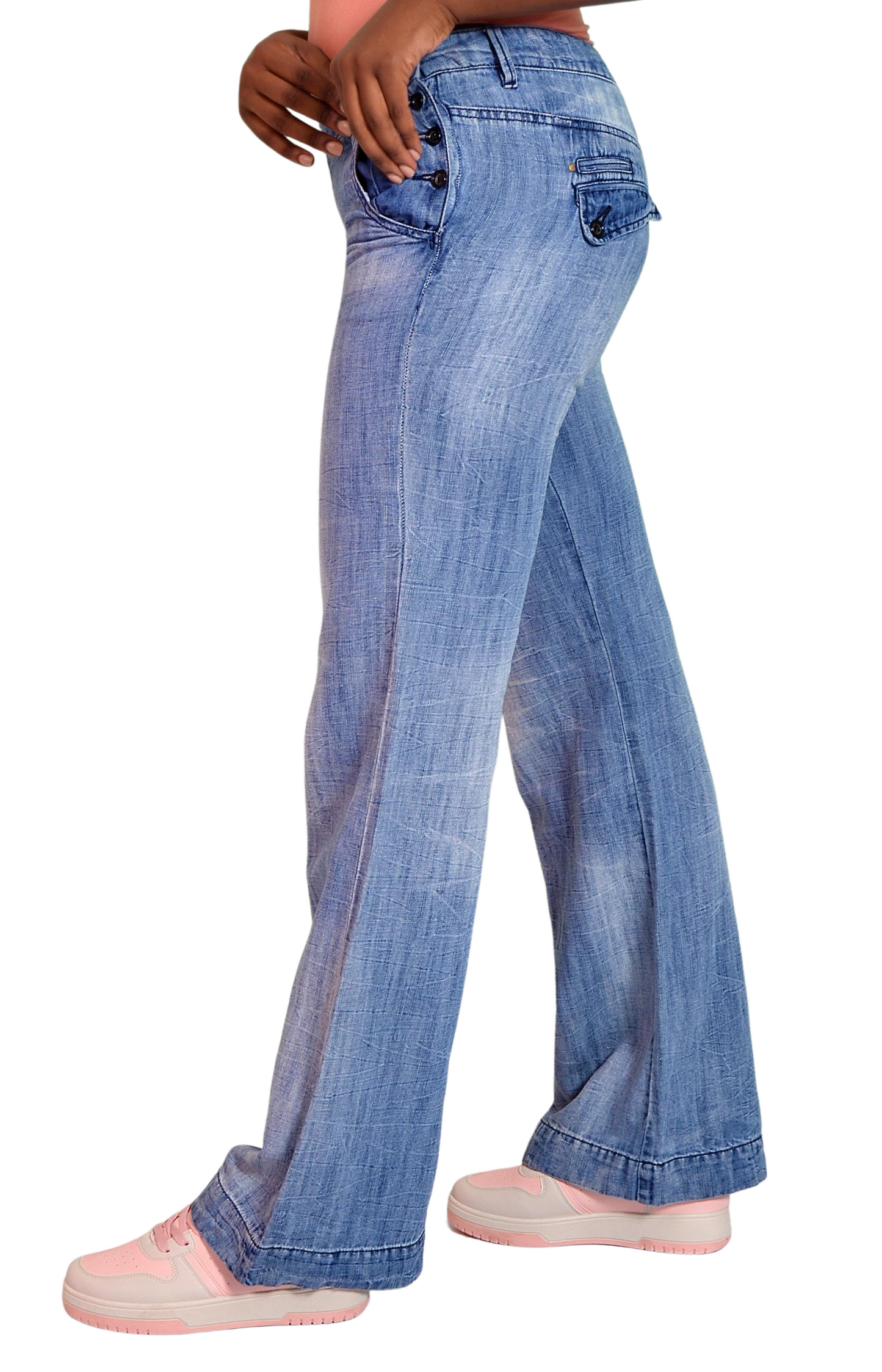 Ladies Wide Leg Jeans - Blue