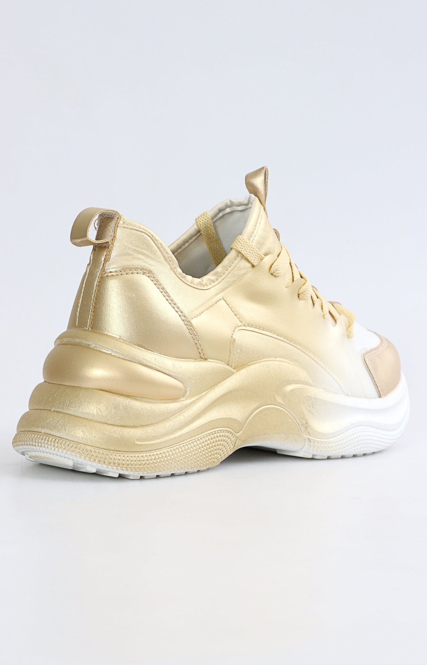 Ladies Lightweight Sneakers - White-Light Gold