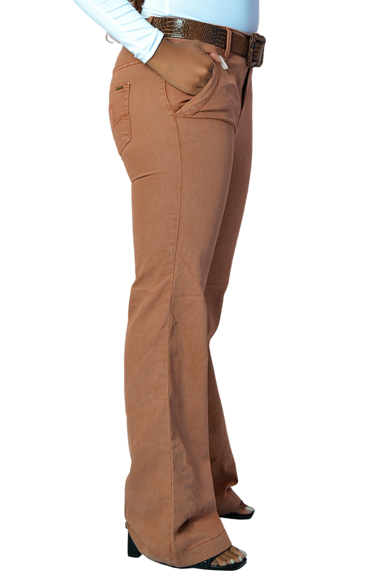 Ladies Flared Jeans - Rust