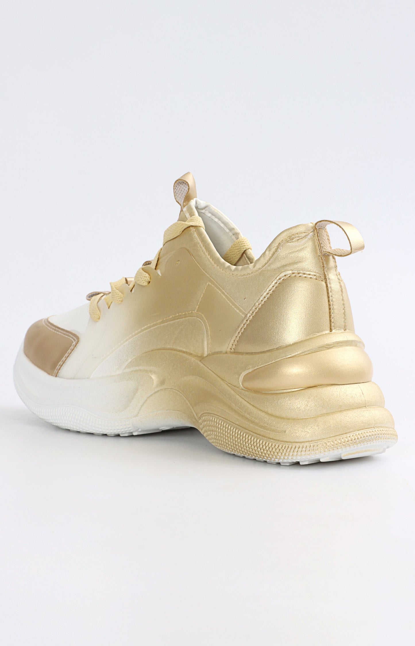Ladies Lightweight Sneakers - White-Light Gold
