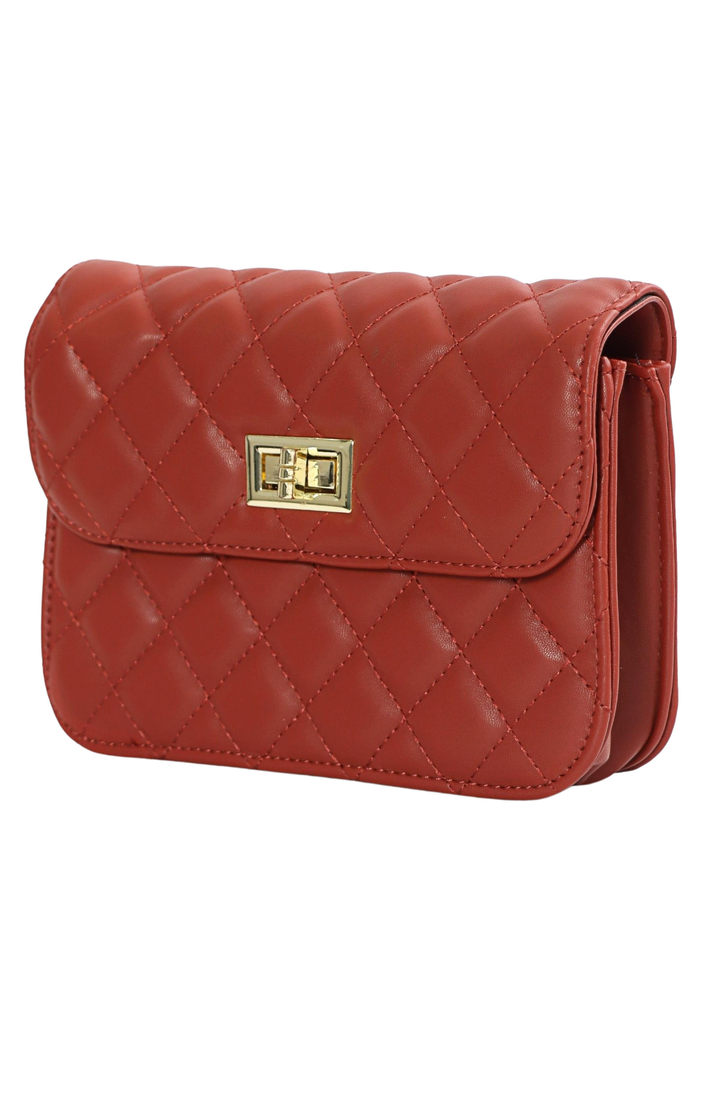 Ladies Quilted Crossbody Bag - Brown