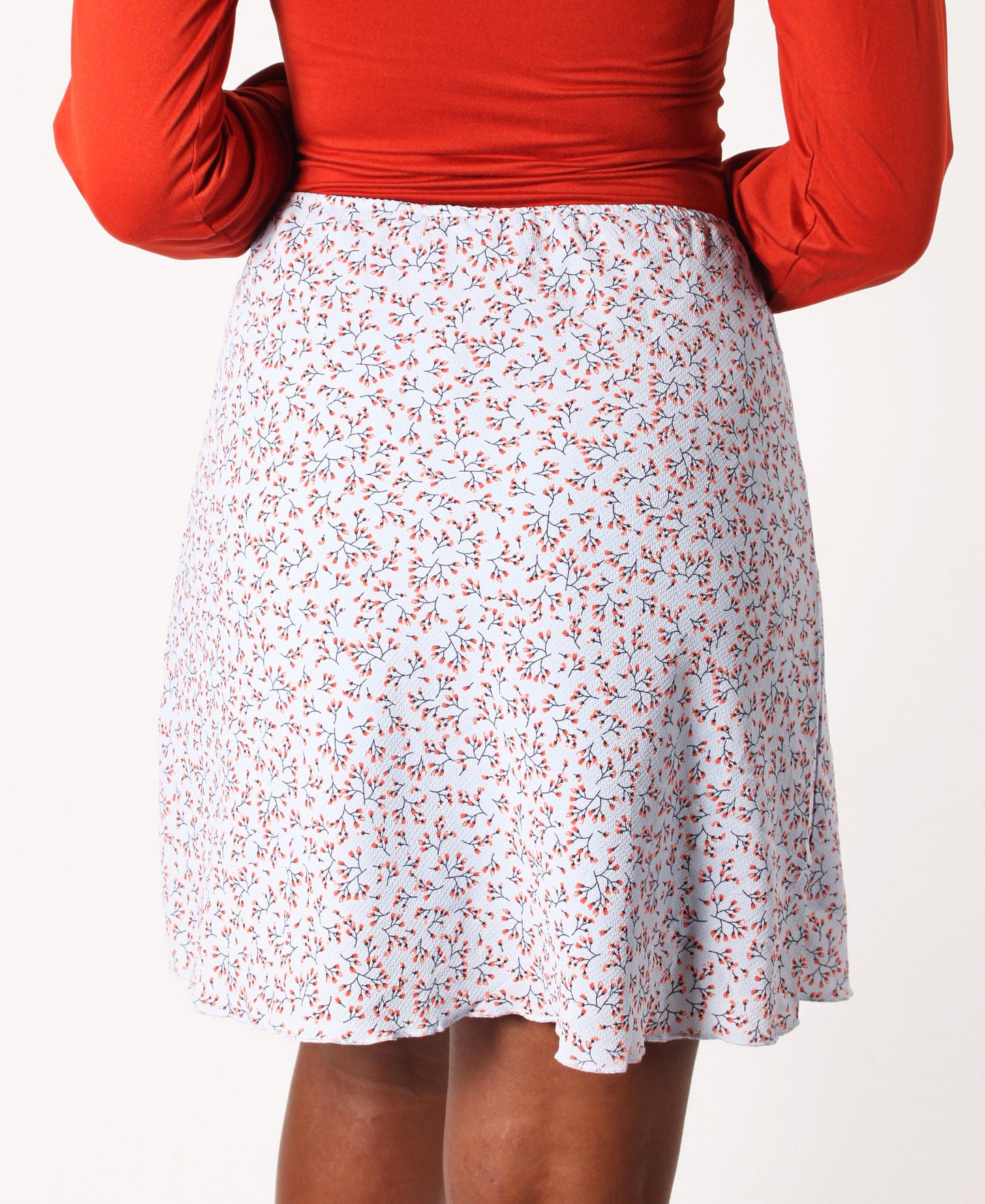 Drawstring Midi Skirt - Light Blue