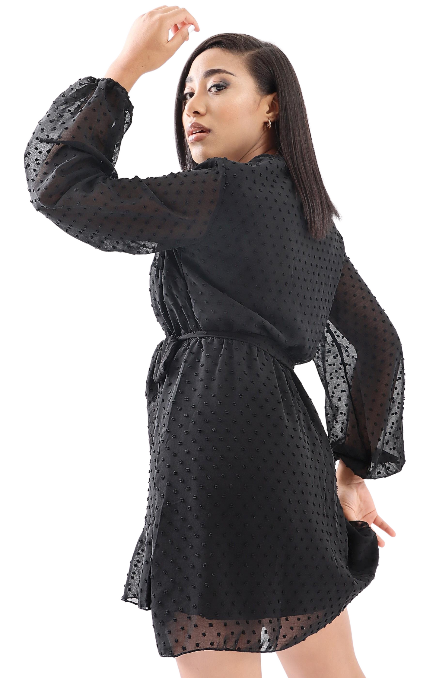 Ladies Frill Dress - Black