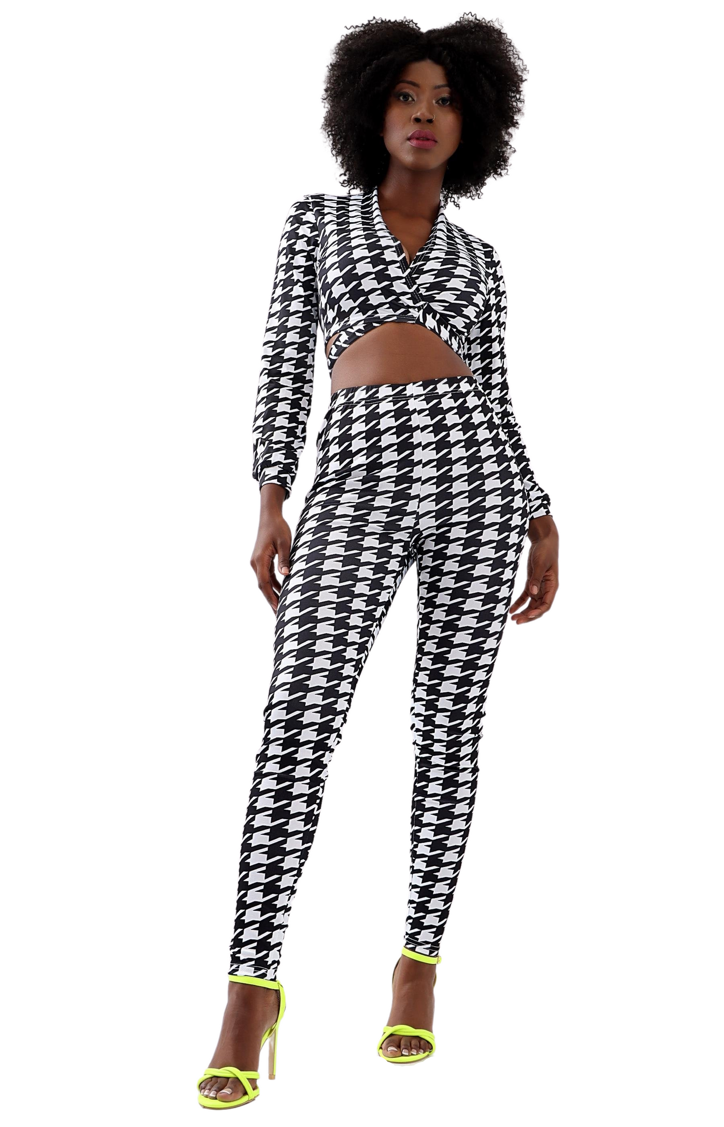 Ladies Houndstooth 2 Piece - White