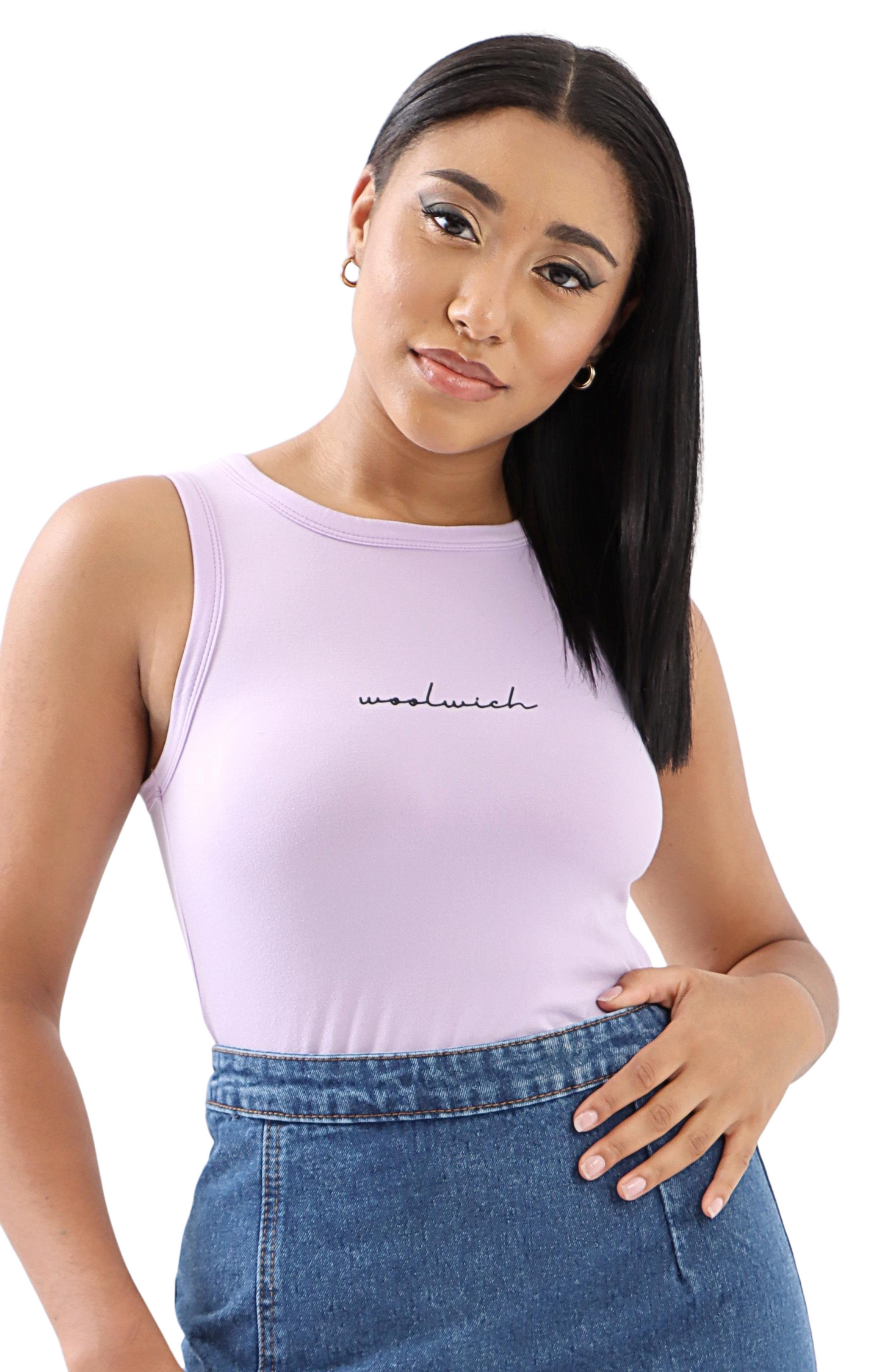 Ladies Printed Hi Cut Bodysuit - Lilac