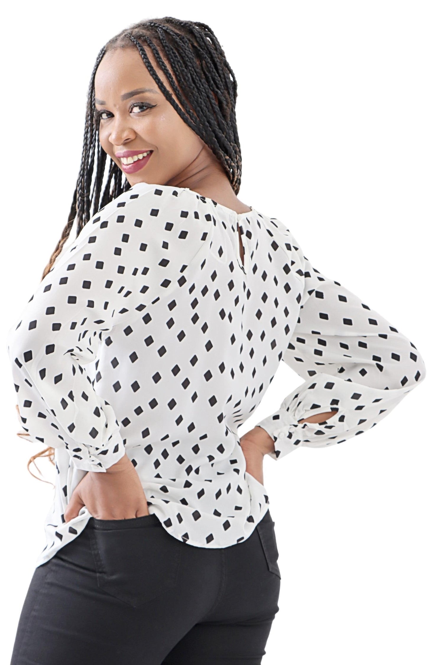 Ladies Long Sleeve Blouse - White