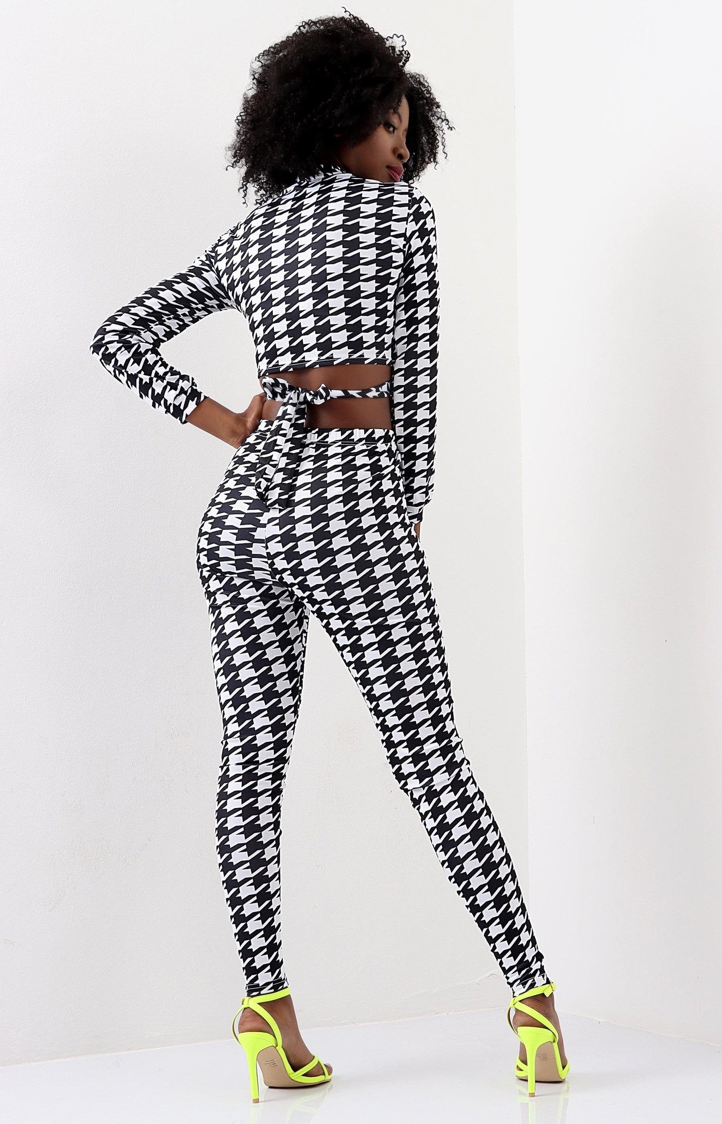 Ladies Houndstooth 2 Piece - White