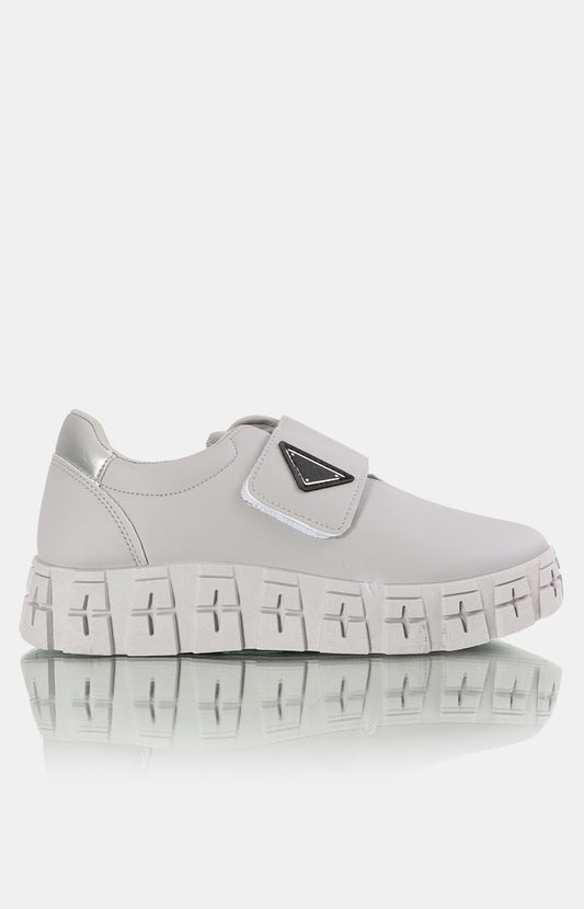 Ladies Strap Detail Sneakers - Grey