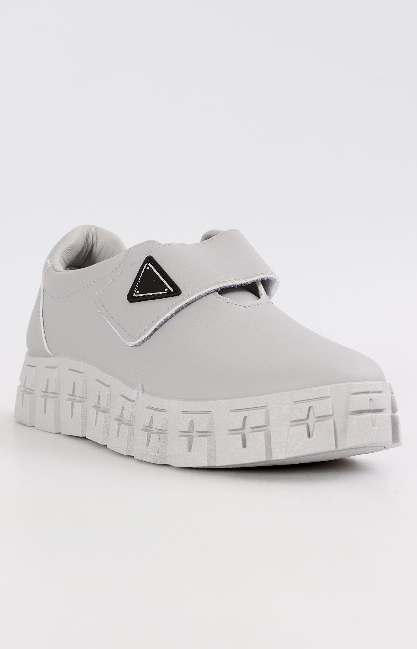 Ladies Strap Detail Sneakers - Grey