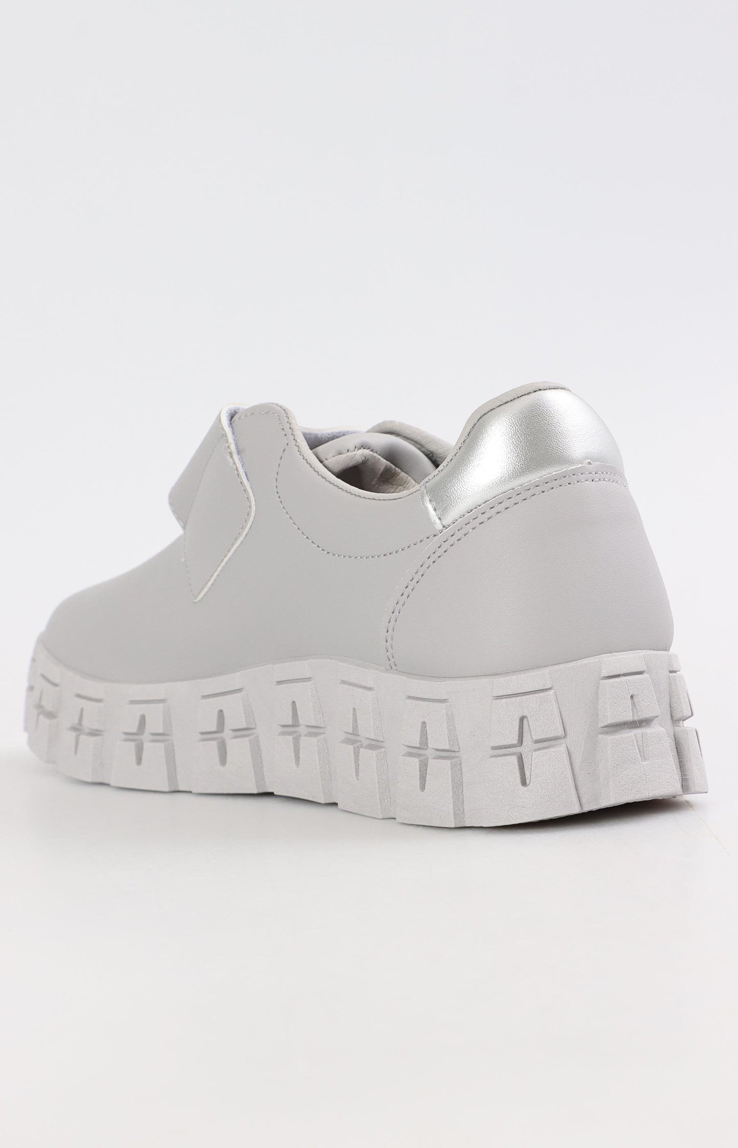 Ladies Strap Detail Sneakers - Grey