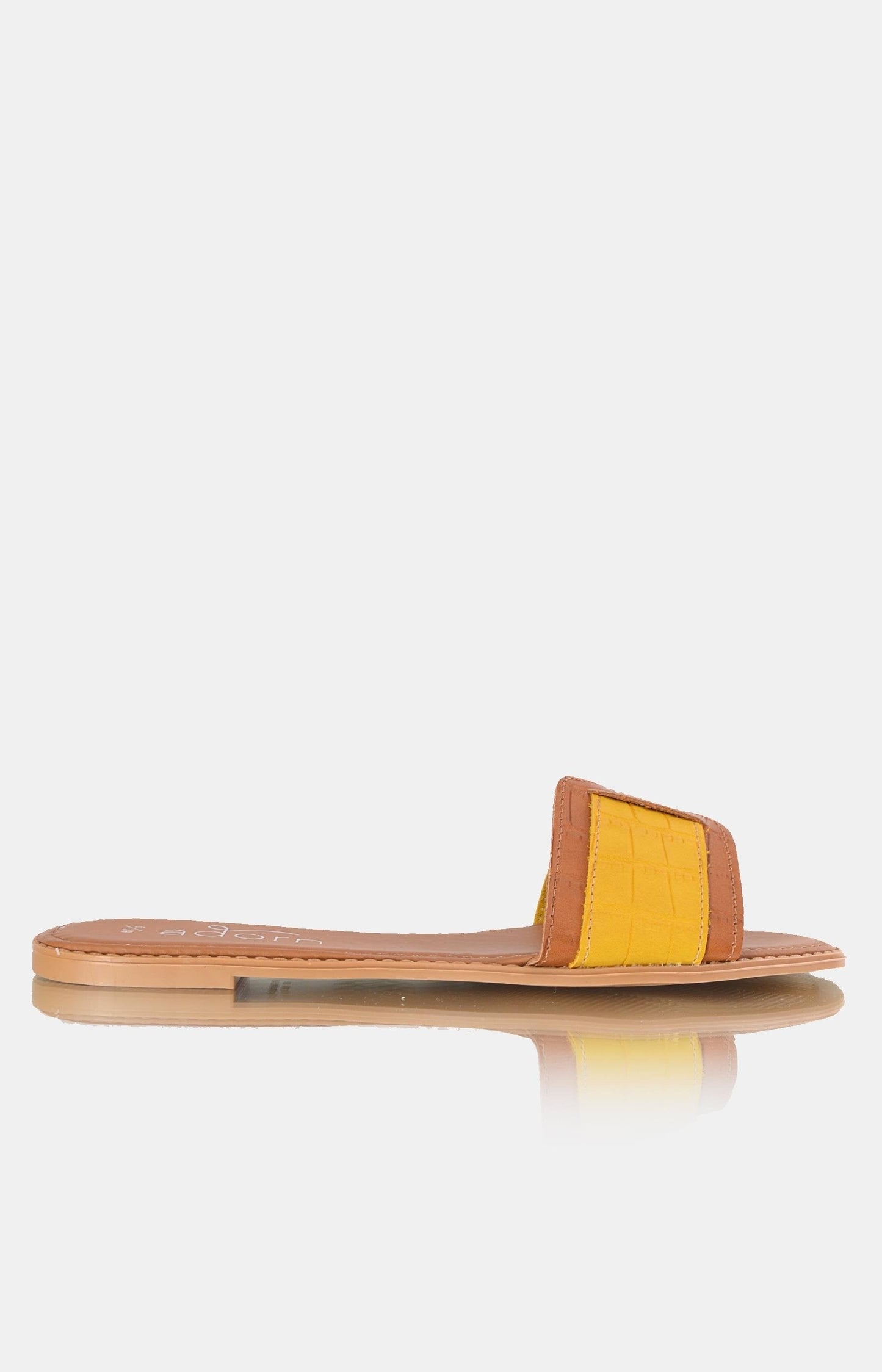 Ladies Slip On Flat Sandals  - Mustard