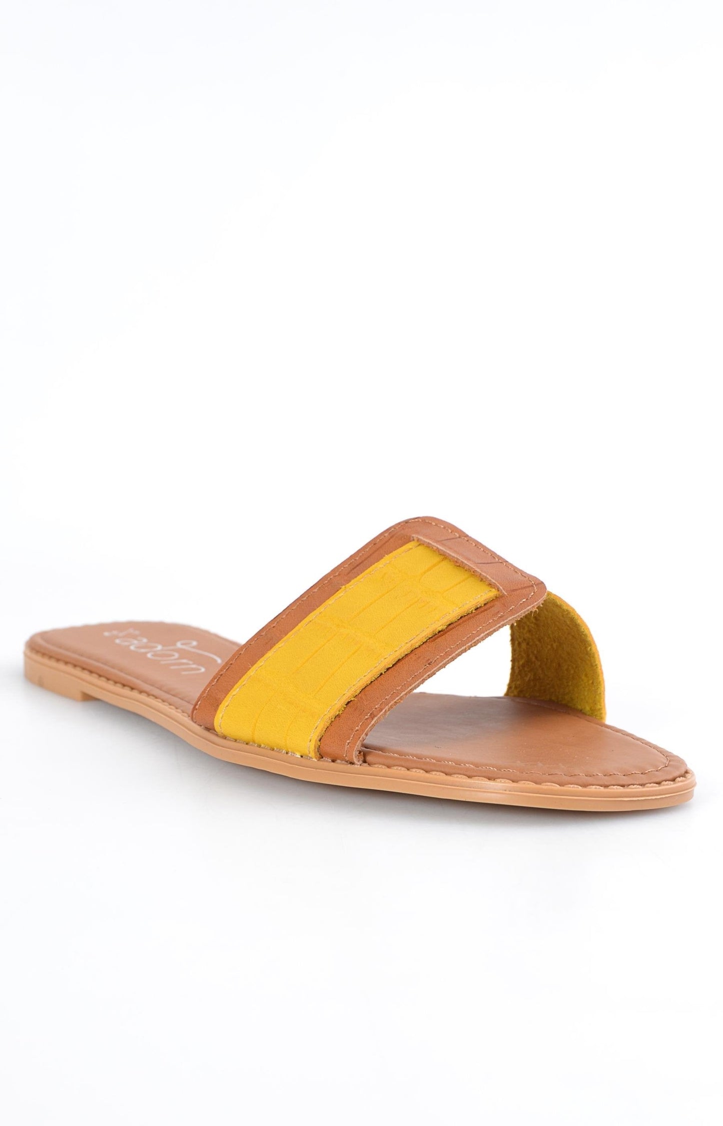 Ladies Slip On Flat Sandals  - Mustard