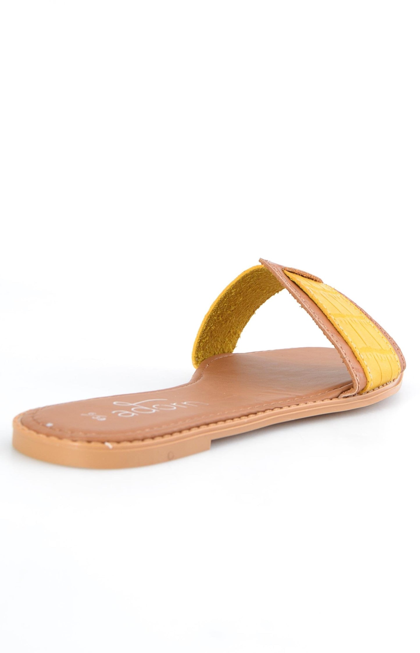 Ladies Slip On Flat Sandals  - Mustard