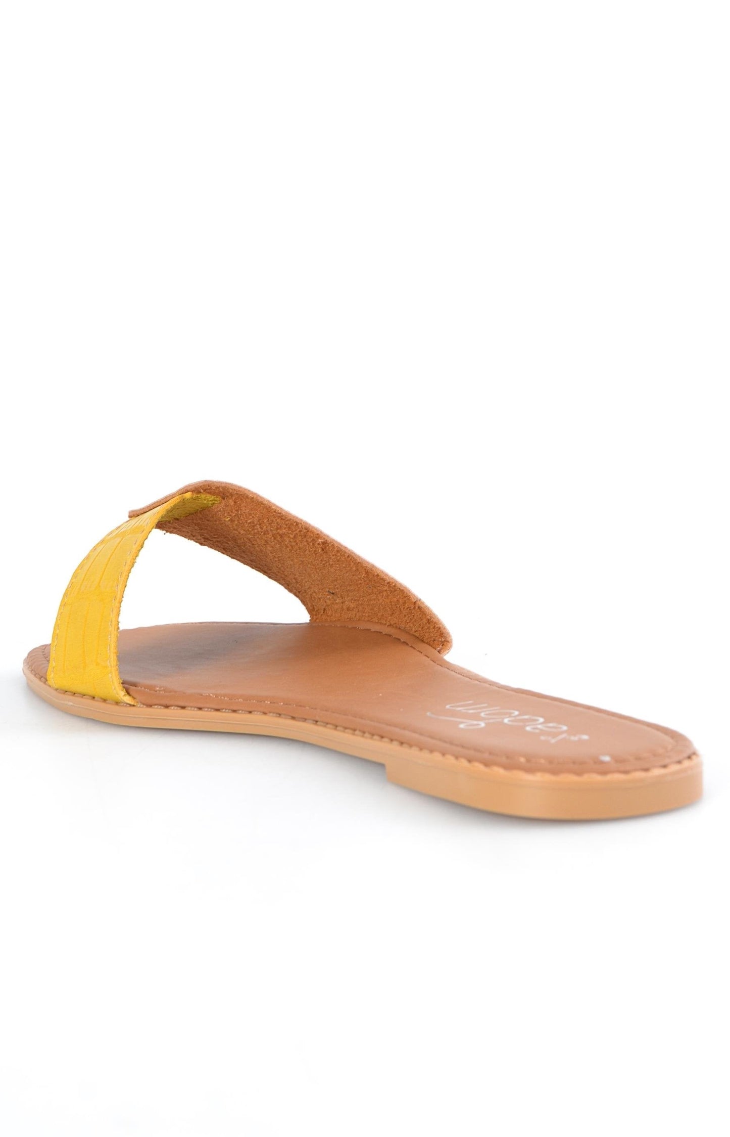 Ladies Slip On Flat Sandals  - Mustard