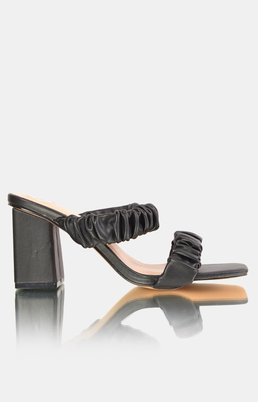 Ladies Kemmy Block Heel Mule Sandals - Black