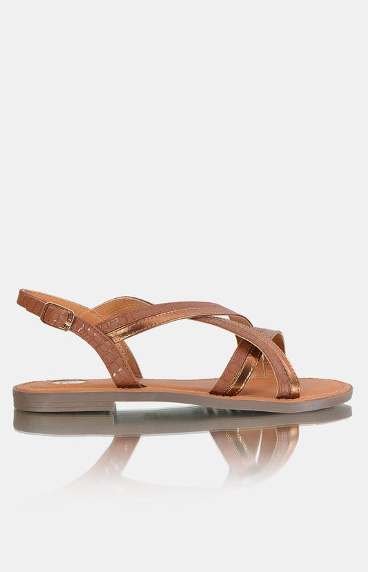 Ladies Castro Flat Sandals - Brown