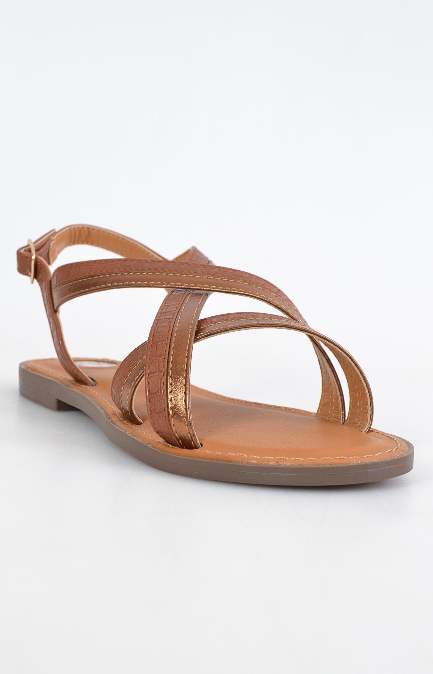 Ladies Castro Flat Sandals - Brown