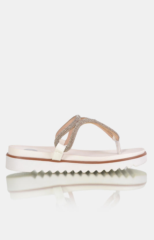 Ladies Kerryn Flat Sandals - White