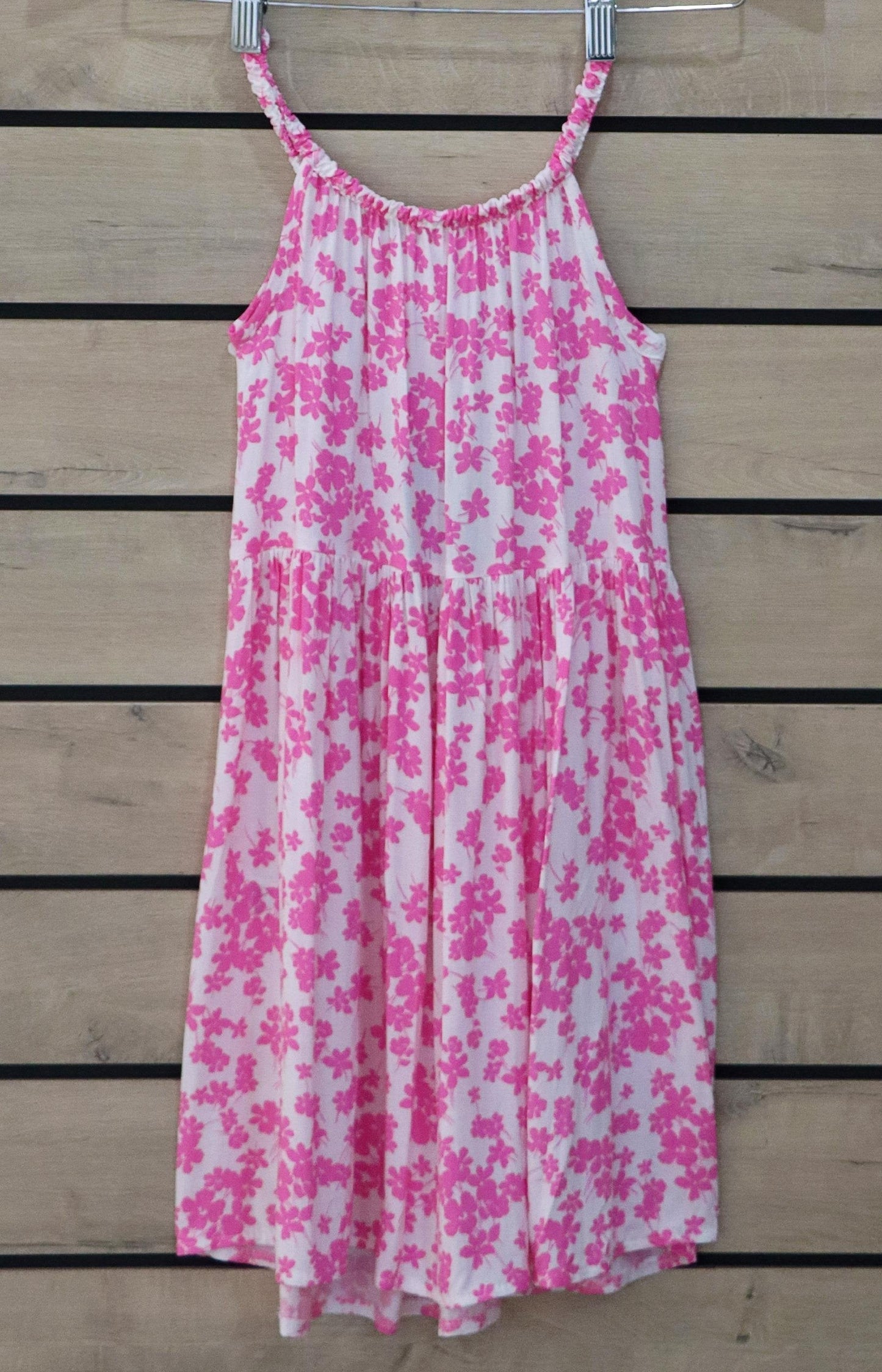 Girls Strappy Floral Dress - Pink
