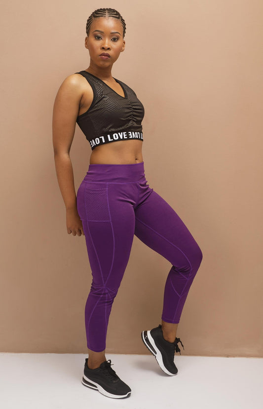 Ladies' Ankle Length Training Tights - Purple