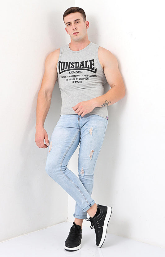 Mens Lonsdale Crew Neck Vest - Grey