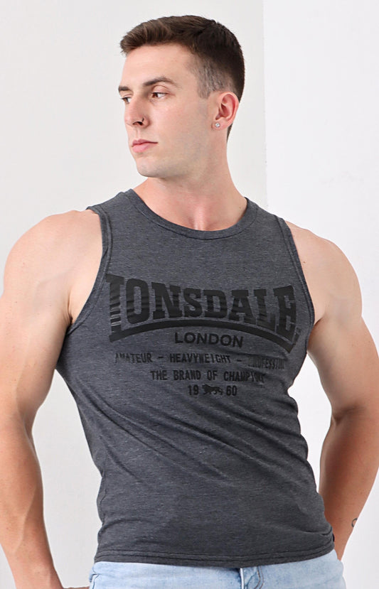 Mens Lonsdale Crew Neck Vest - Charcoal