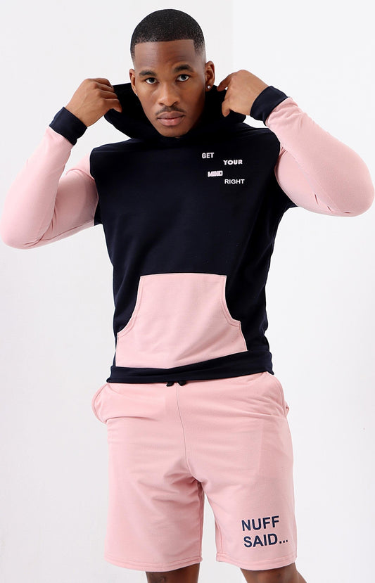 Mens Hoodie & Shorts Set - Blush