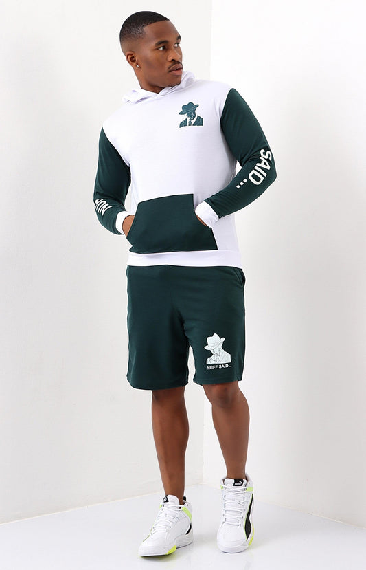 Mens Hoodie & Shorts Set - Green