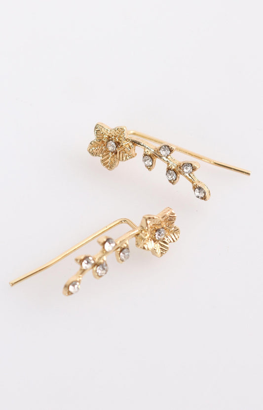 Ladies Flower Earrings - Gold