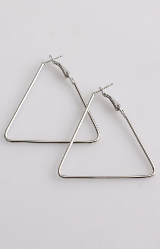 Ladies Triangle Earrings - Silver