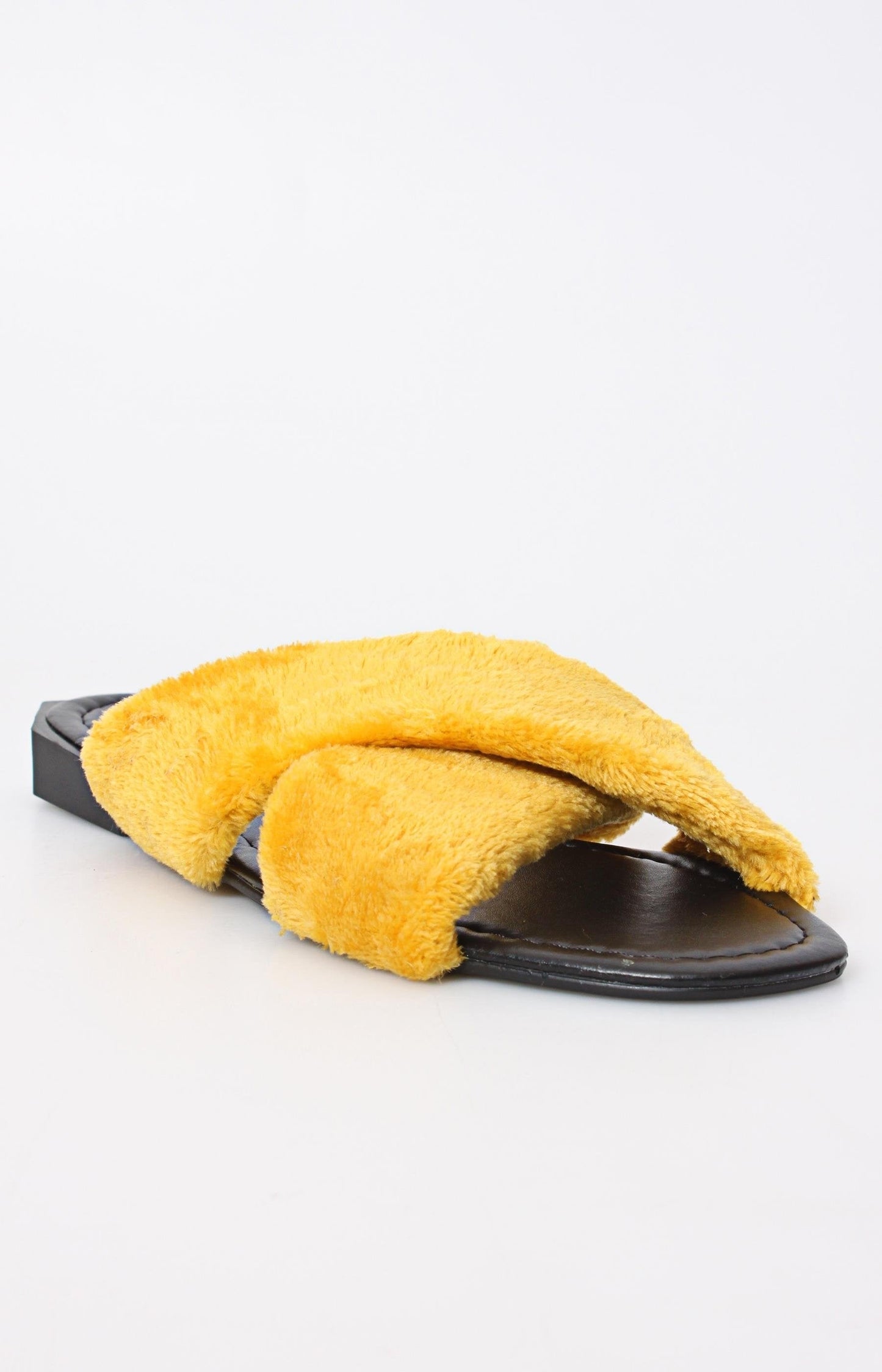 Ladies' Criss Cross Slide Sandals - Mustard
