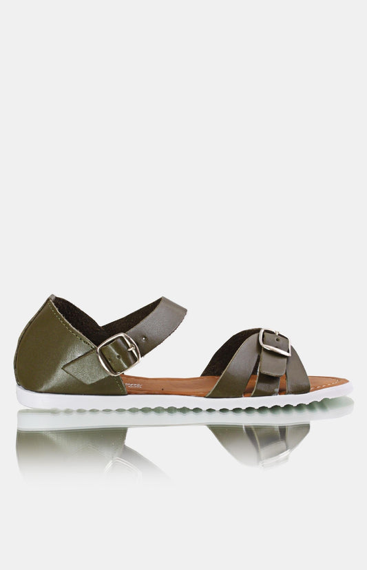 Ladies' Buckle Sandals - Olive