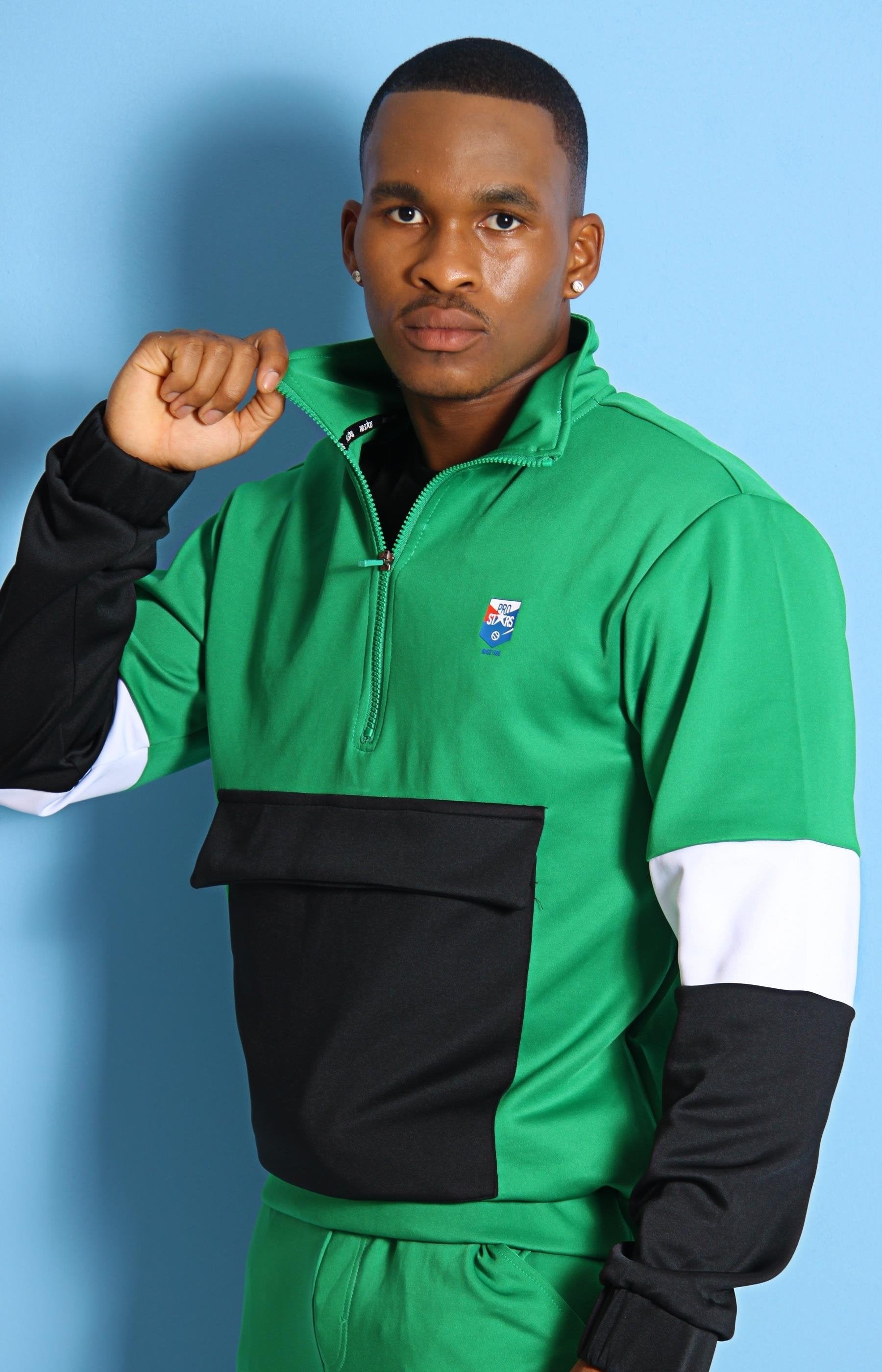 Pro Stars Men's Tracksuit - Black-Green - planet54.com