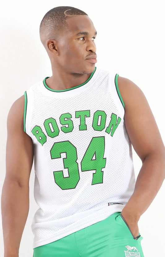 Mens Pro Stars Crew Neck Vest - White-Green