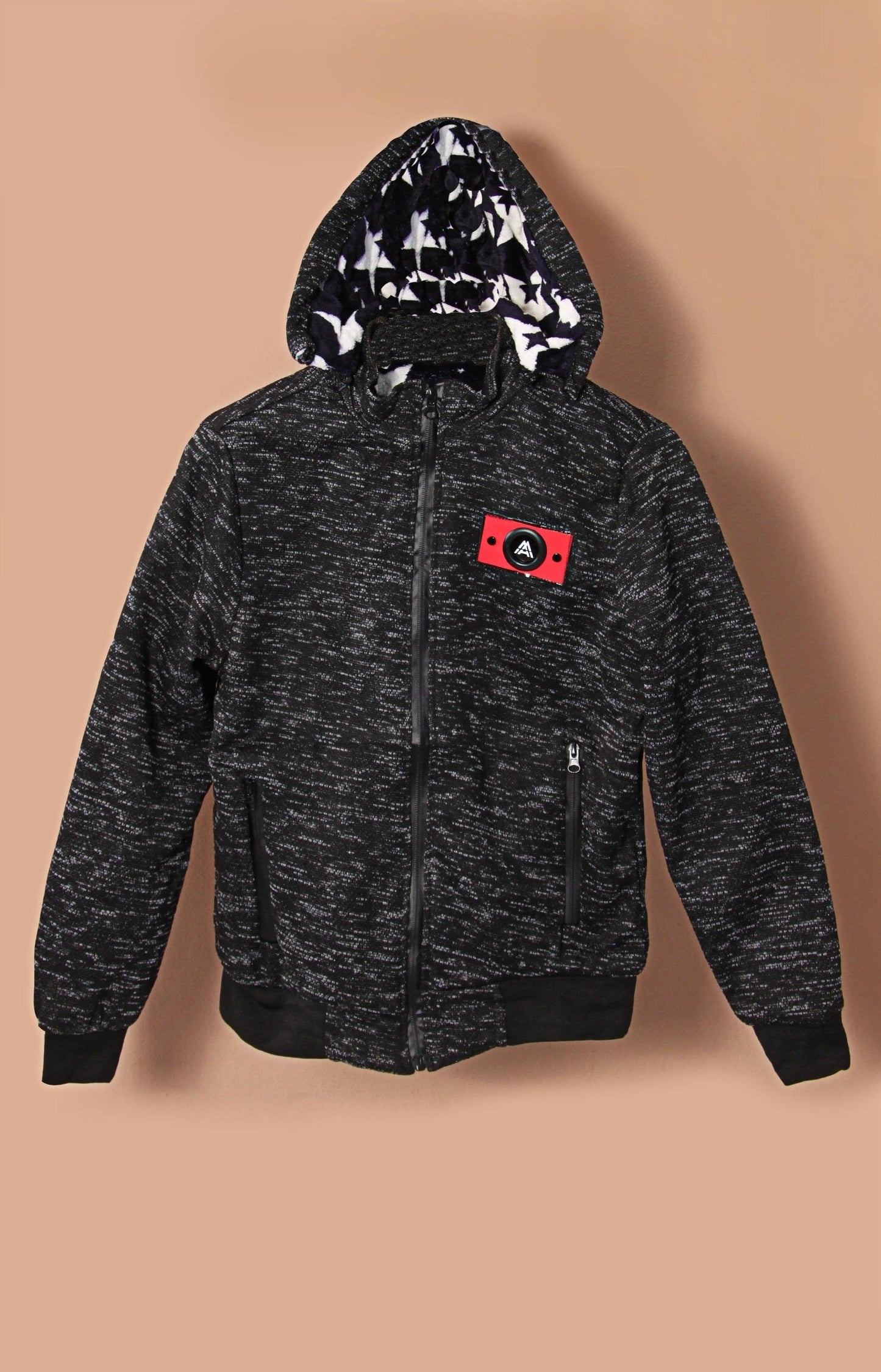 Boys Hoodie Sherpa Jacket - Black