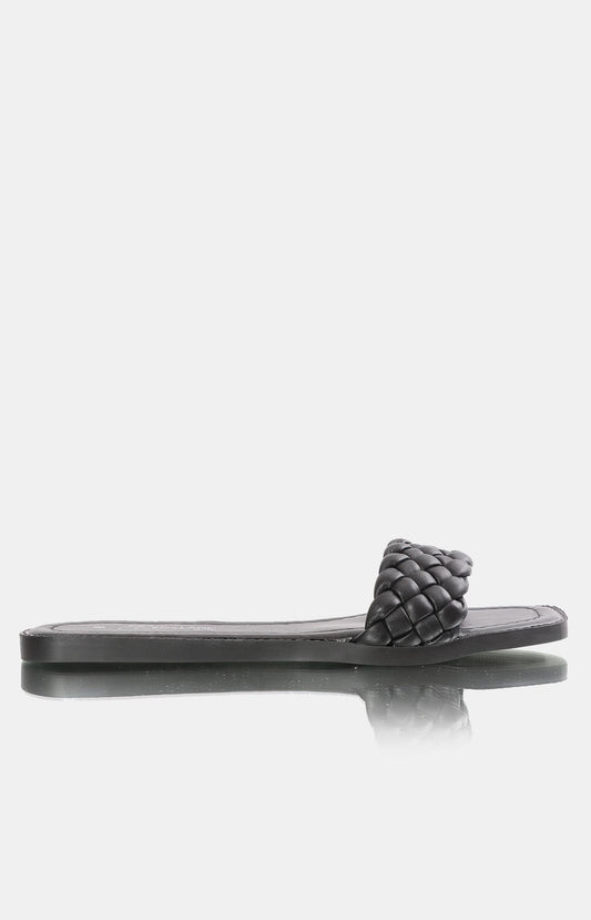 Ladies Slip On Flat Sandals - Black