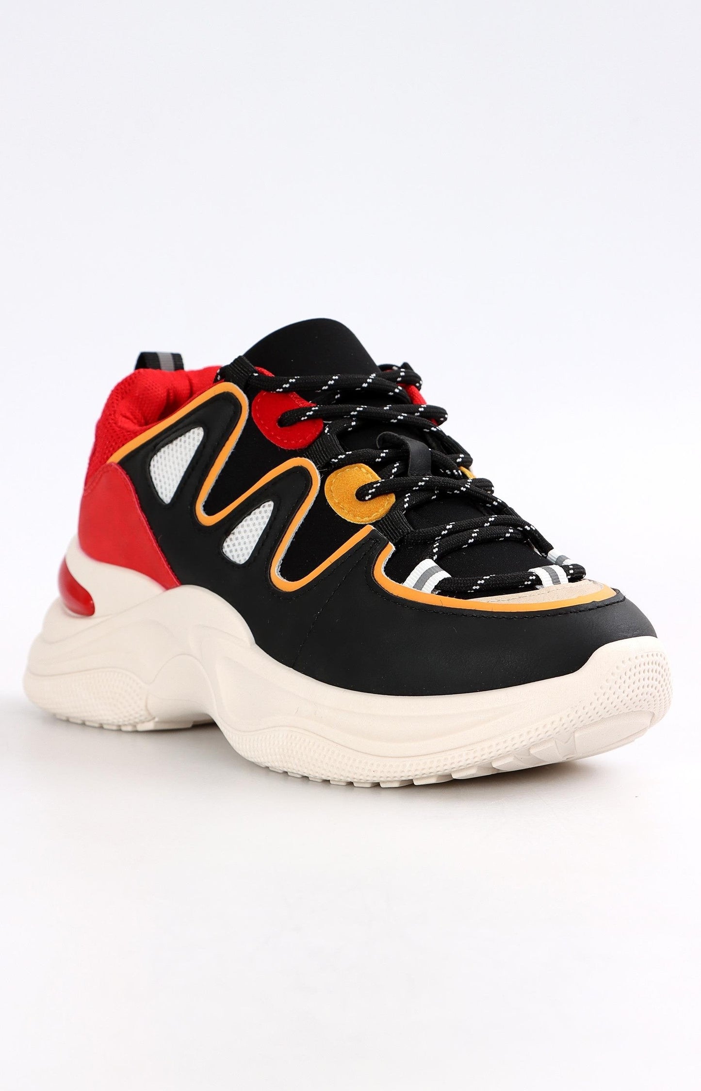 Ladies Lightweight Sneakers - Black-Red